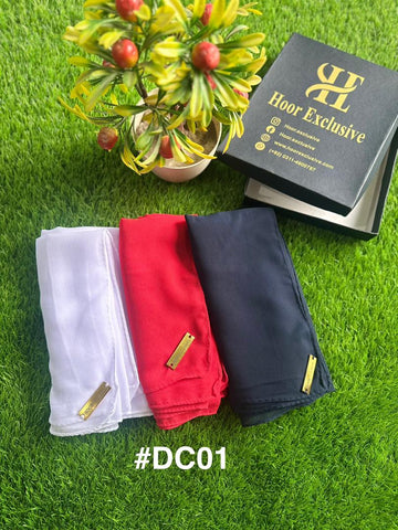 Chiffon Georgette Plain Hijab Bundle – Pack of 3 Soft Lightweight Scarves by Hoor Exclusive