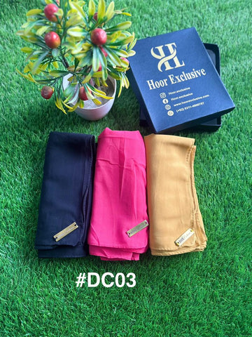 Chiffon Georgette Plain Hijab Bundle – Pack of 3 Soft Lightweight Scarves by Hoor Exclusive