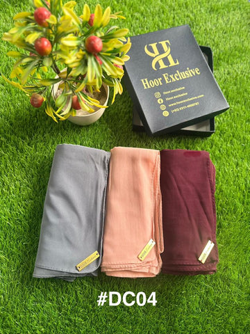 Chiffon Georgette Plain Hijab Bundle – Pack of 3 Soft Lightweight Scarves by Hoor Exclusive