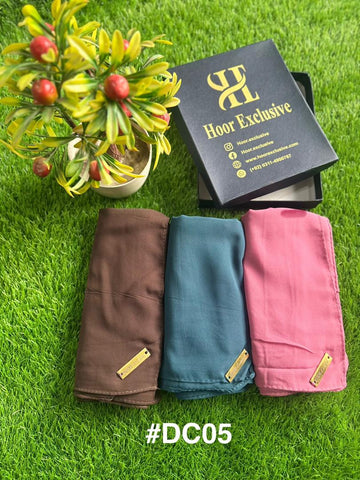Chiffon Georgette Plain Hijab Bundle – Pack of 3 Soft Lightweight Scarves by Hoor Exclusive