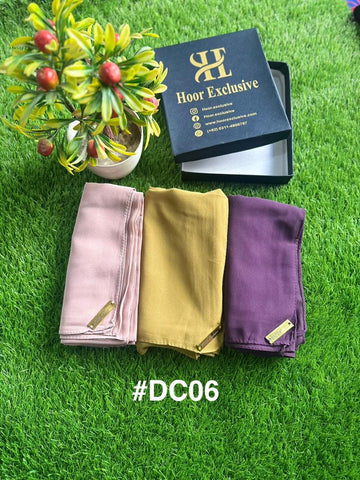 Chiffon Georgette Plain Hijab Bundle – Pack of 3 Soft Lightweight Scarves by Hoor Exclusive