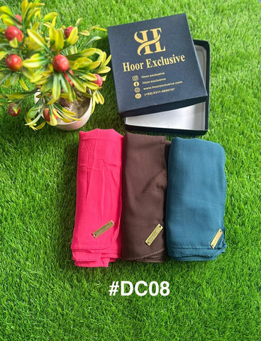 Chiffon Georgette Plain Hijab Bundle – Pack of 3 Soft Lightweight Scarves by Hoor Exclusive