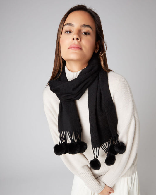 Cashmere Ball Fur Scarf – Soft, Stylish & Cosy Wrap for Girls & Women All-Season Wear