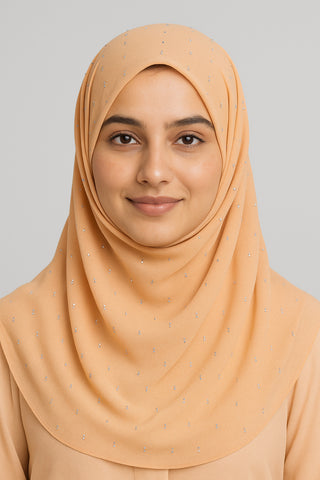 Georgette Chiffon Rhinestone Scarf – Soft, Lightweight Hijab, Shawl & Stole for All-Season Elegance