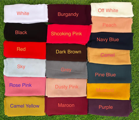 Chiffon Georgette Plain Hijab Bundle – Pack of 3 Soft Lightweight Scarves by Hoor Exclusive