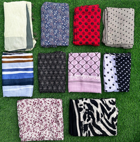 Cotton Printed Design Stole, Scarf, Hijab, Shawl – Multiple Colours for Women & Girls-36x73 Inches- All Season Wear