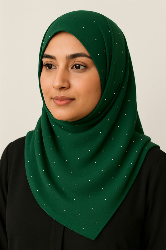 Georgette Chiffon Rhinestone Scarf – Soft, Lightweight Hijab, Shawl & Stole for All-Season Elegance