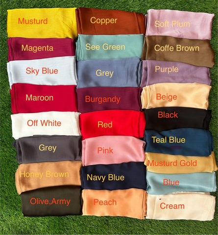 Silk Satin Matte Plain Premium Scarf, Hijab, Shawl – Multiple Solid Colours for Girls & Women- 28x70 Inches-All Season Wear