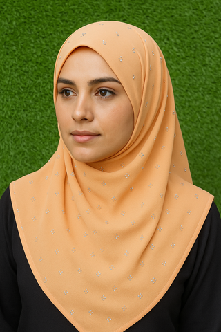 Georgette Chiffon Rhinestone Scarf – Soft, Lightweight Hijab, Shawl & Stole for All-Season Elegance